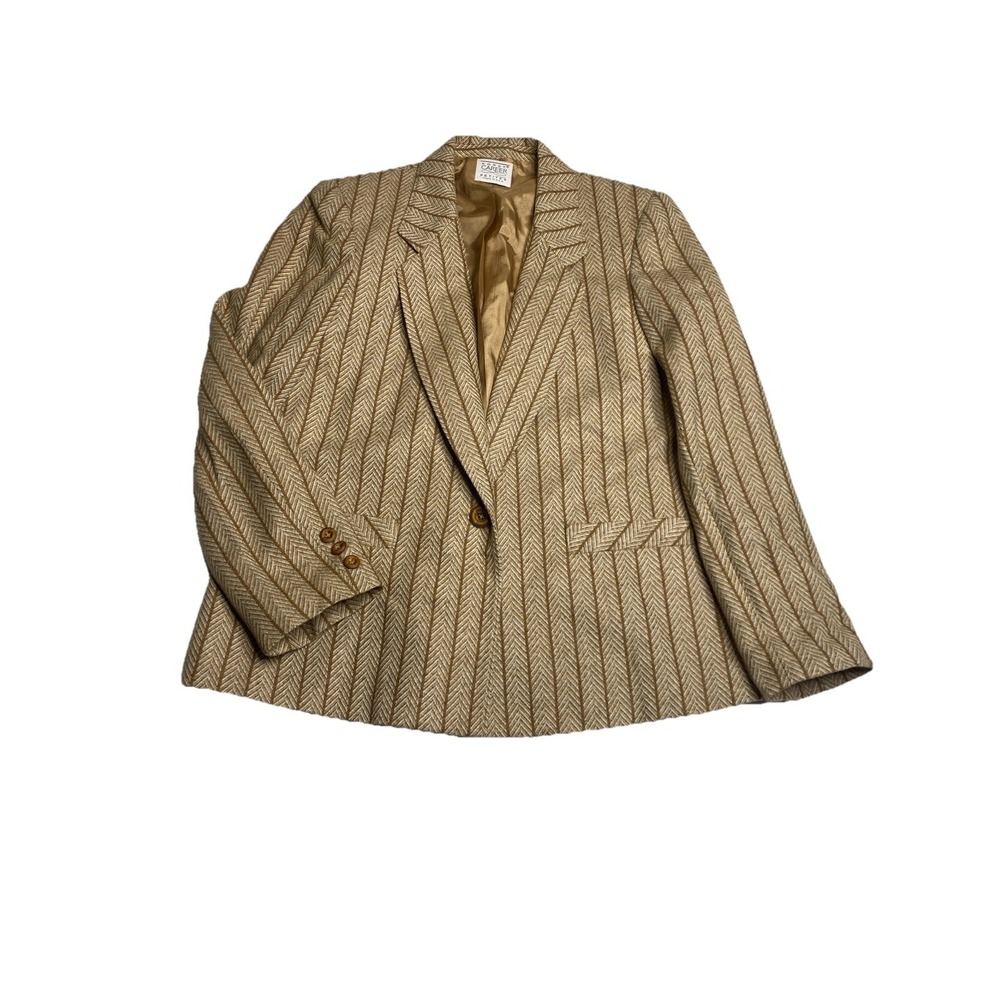 VTG Y2K Korey Career Wool Blend Blazer Womens Sz 10P (Petite) Brown Made in USA